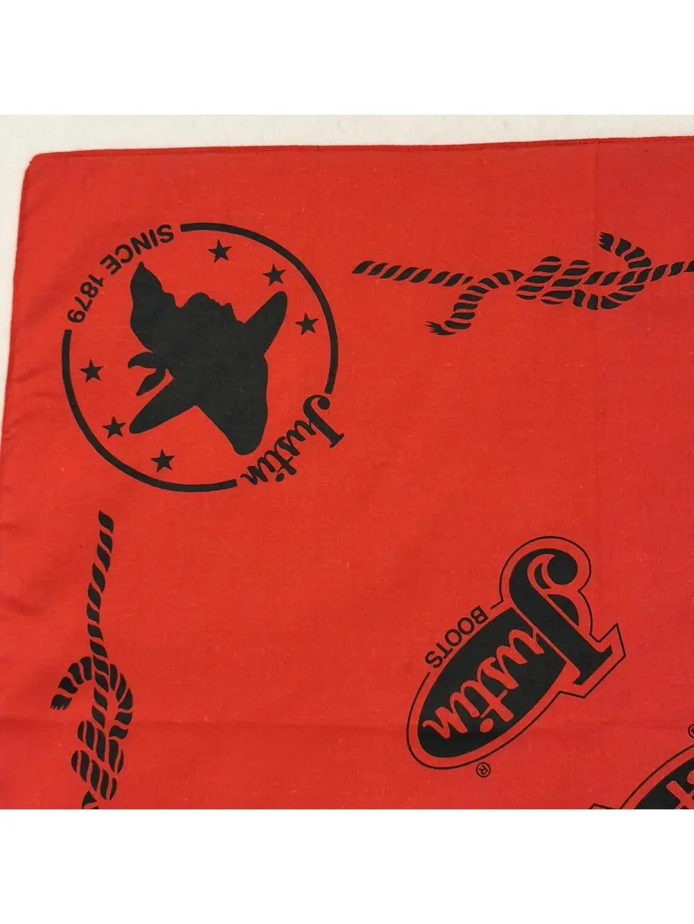 Justin Boots Bandana Red & Black Western Handkerchief Cotton Cowboy